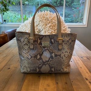 Michael Kors snakeskin w leather handles handbag.